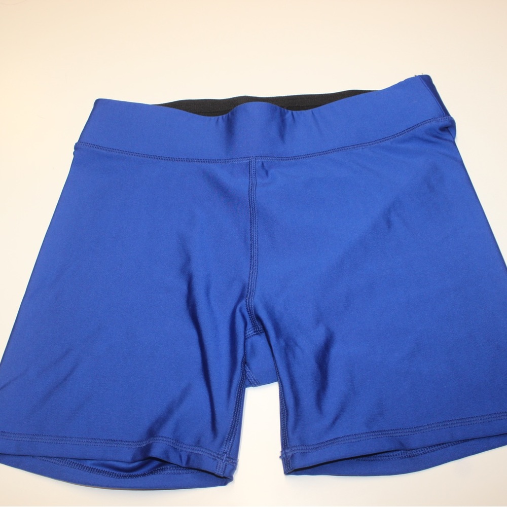 Royal blue and black DSG biker shorts spandex